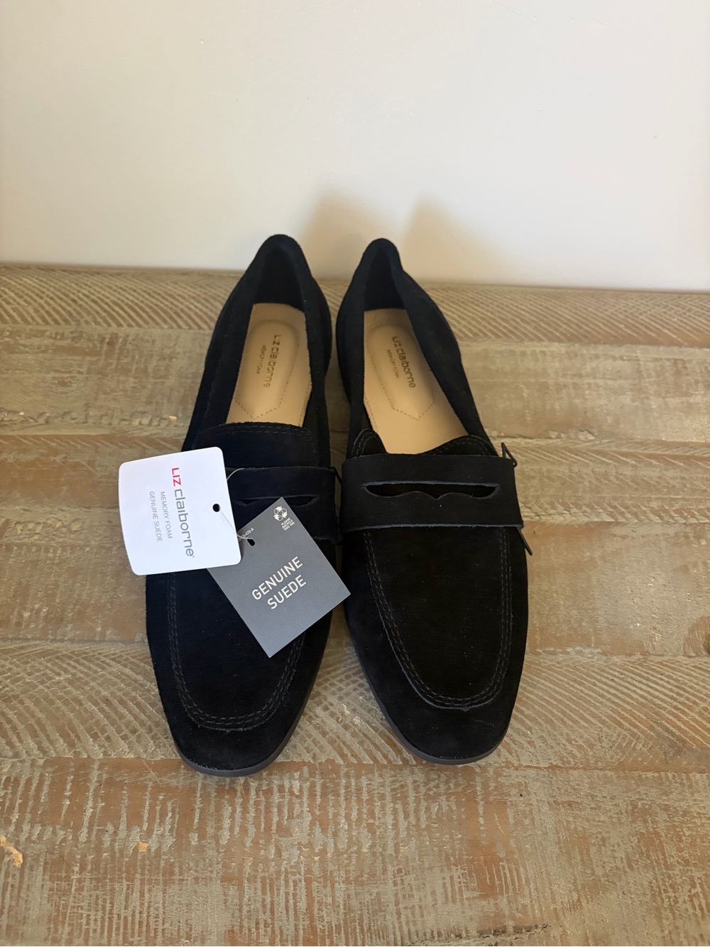 Liz Claiborne Black Suede Women's Penny Loafers